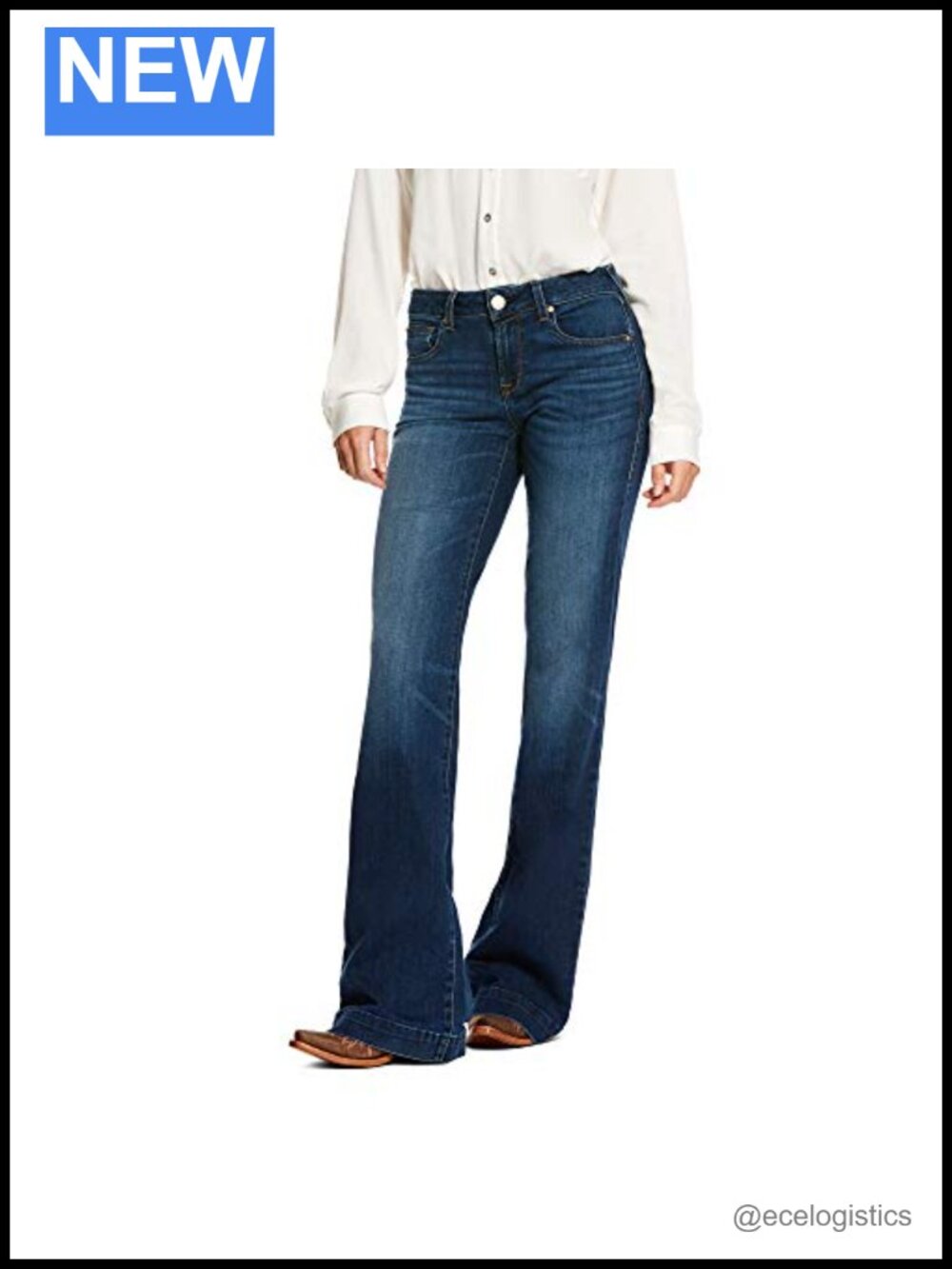 Boot Cut Stretch Denim Jeans Mid Rise Trouser Style 5 Pocket